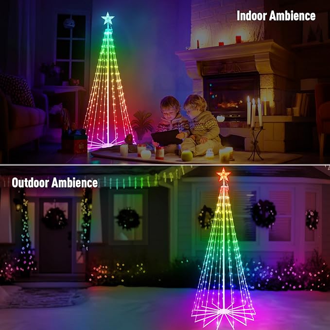 Magical 9FT 460 LEDs Smart Christmas Tree with App Control, 85+ Lighting Modes, Music Sync, IP65 All-Weather Metal Frame, Easy Setup for Front Yard, Holiday, Party, Family Joy