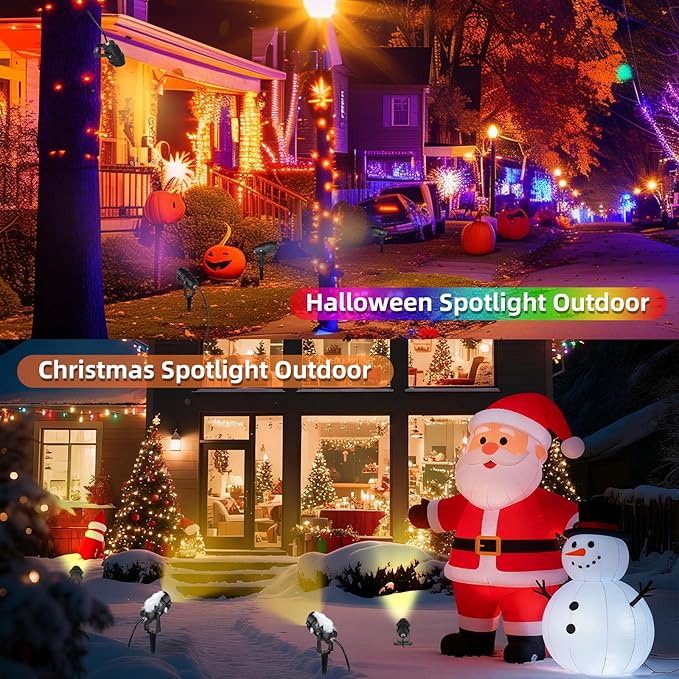 Spotlights Outdoor LED Spot Lights for Yard, 12W RGB Color Changing Landscape Lighting 120V Waterproof Spotlight with Plug & Remote for House Garden Path Tree Patio Lawn Decoration （2 Pack
