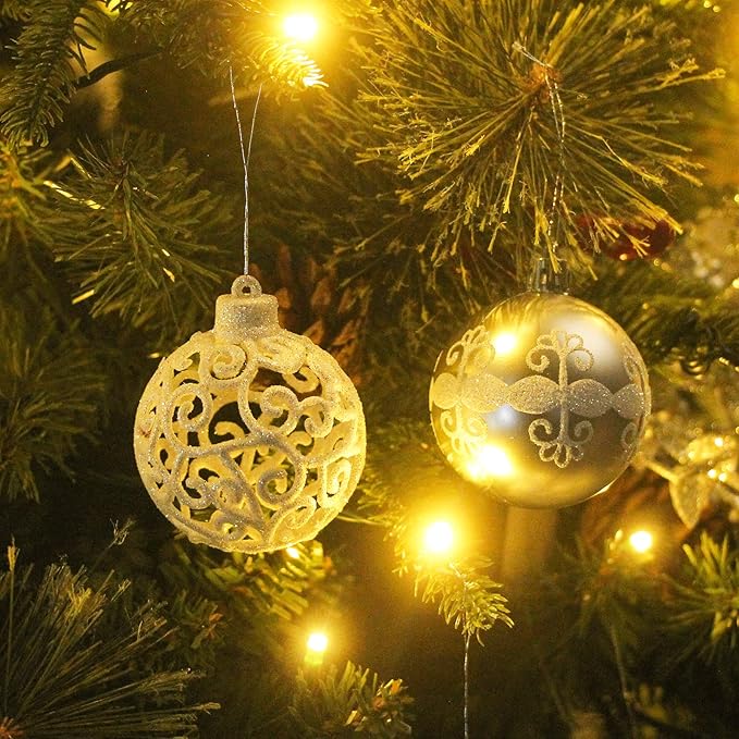 Christmas Tree Ornament Set - 132pcs Silver Ball Decoration, Shatterproof Hanging Ornaments, Large and Small Assortment for Holiday Party Decor