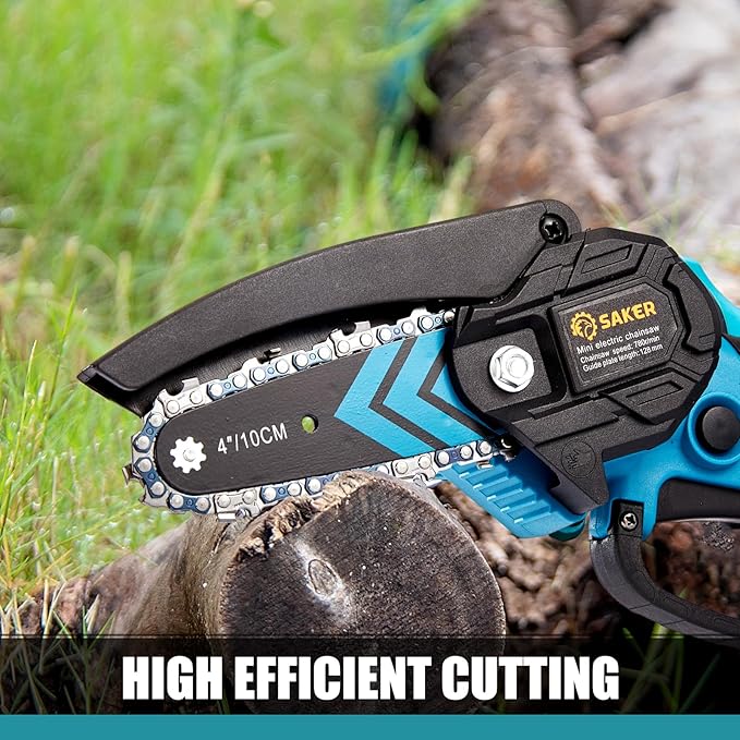 Saker Mini Chainsaw,Portable Electric Cordless Chainsaw,Battery Powered,Small Power Handheld Chain Saws Pruning Shears for Tree Branches,Valentine's Day Gifts for Men Women(2 Batteries&3 Chains)