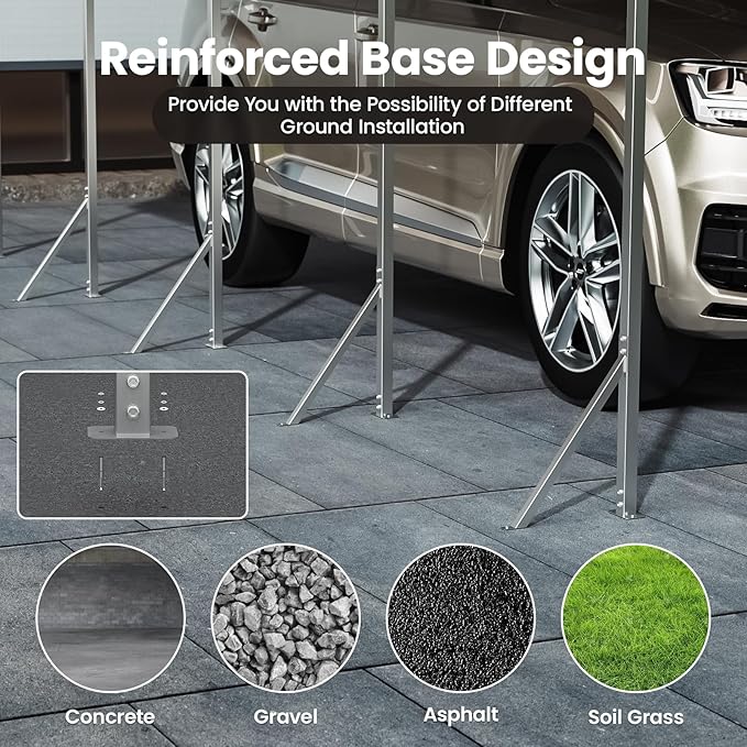 10X15ft Heavy Duty Metal Carport – Outdoor Galvanized Garage, Sturdy Structure, All-Weather Protection, Easy Assembly for Cars, Trucks, Boats, Tractors, and Outdoor Storage (Beige, 10x15FT)