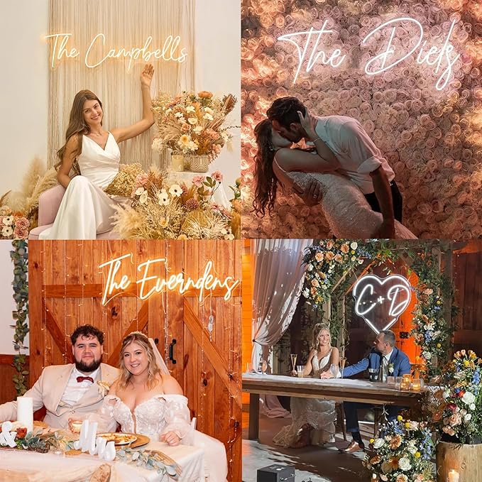 Personalized Neon Signs, LED Customized Neon Sign for Wall Decor, Battery Operated Personalized Dimmable Neon Name Signs, Large Custom LED Light for Bedroom Wedding Party Bar Business Birthday Gift