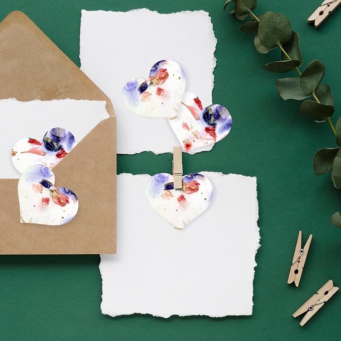 Heart Seed Paper – 50pcs Small Pink & Purple Plantable Wildflower, Writable & Plantable Gift for Moms, Plant Lover, & Teachers, Ideal for Weddings, Baby Shower, Memorial, & Celebrations