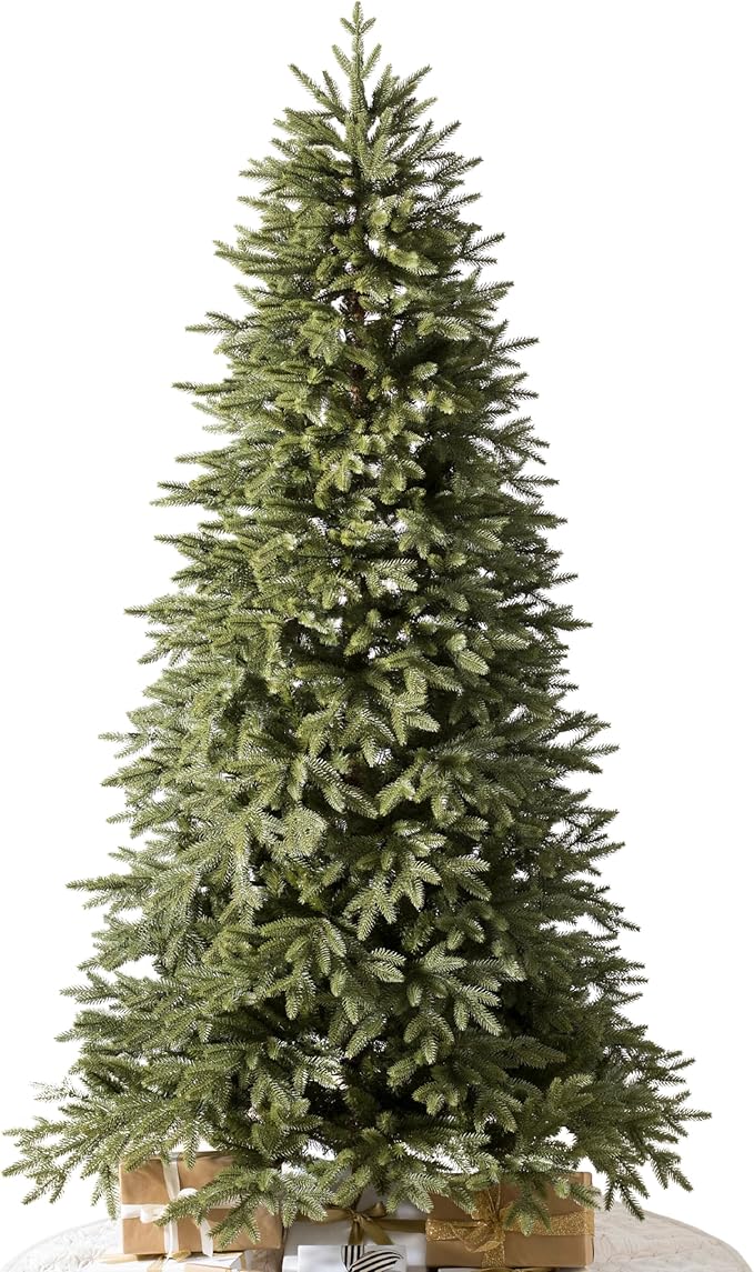 Balsam Hill Stratford Spruce - Slim Artificial Christmas Tree with True Needle Foliage & Premium Stand for Small Spaces, Unlit, 9ft