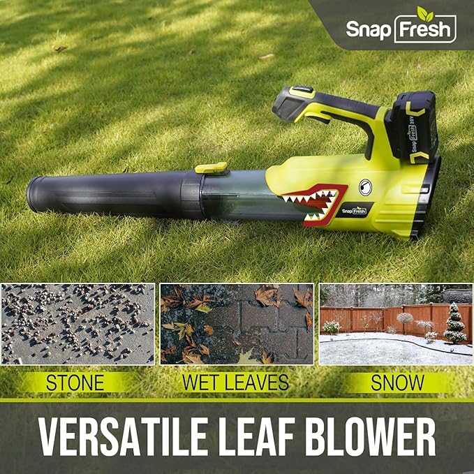 SnapFresh 20V Brushless Cordless Leaf Blower, 550 CFM / 120 MPH, 4.0Ah Battery & Fast Charger, 7-Speed w/Turbo Mode, Lightweight Electric Handheld Blowers for Lawn Care, Snow, Patio, Yard & Sidewalk