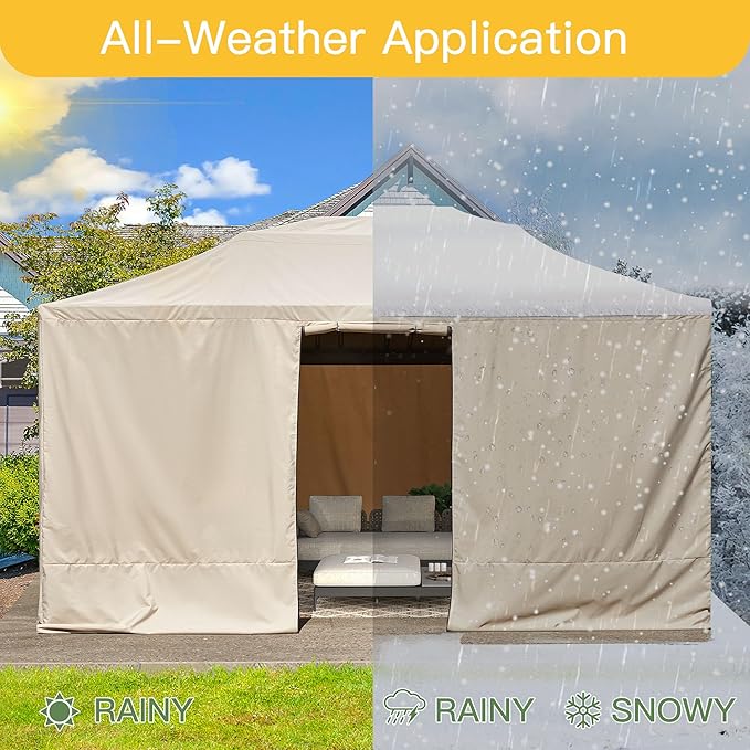 MELLCOM Winter Gazebo Cover for 12×16 Hardtop Gazebo, Accessories for All Seasons, with Mesh Screens and Doors and Windows