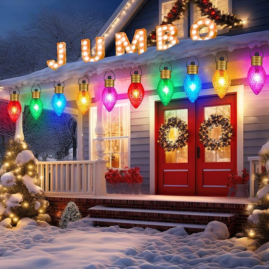 Minetom Strawberry Jumbo C9 Christmas Pathway Lights Outdoor - 8.5FT 5 LED Walkway Lights Outdoor, Christmas Hanging Decoration Outside,Giant Christmas Lights Outdoor for Lawn Holiday Yard, Multicolor
