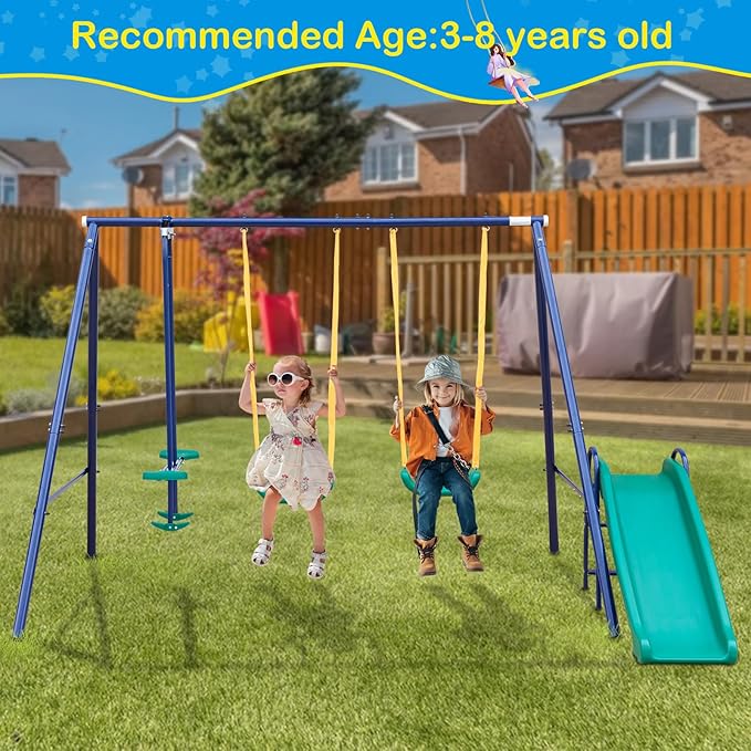 Stand Swing Set Heavy Duty Metal Frame, Extra Large A-Frame Swing Stand for Kids Indoor Outdoor Activity Backyard Playground (5 Seats)