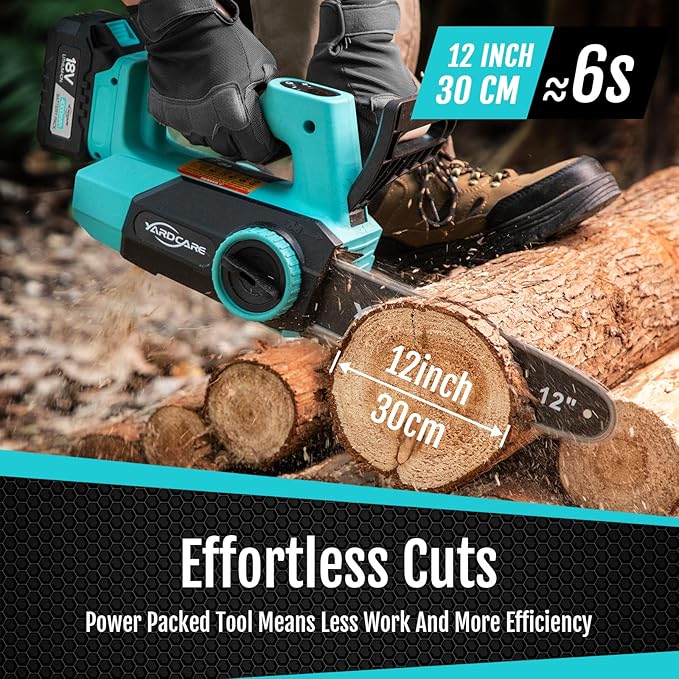 4.0Ah Battery Chainsaw 12-Inch,18V-20V Electric Chainsaw Cordless, Brushless Motor, Dual Modes, LED Display, for Professional Wood Cutting and Tree Pruning