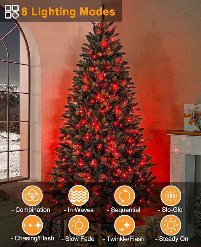 157FT 480 LED Christmas Lights Outdoor, Plug in Christmas Tree Lights Waterproof, 8 Modes Green Wire Twinkle String Light for Indoor Room Patio House Holiday Decorations, Red
