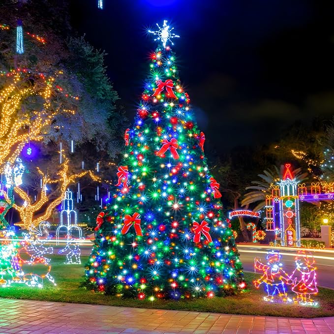 SAUIRS 60FT 160 LED Christmas Lights Outdoor String Lights with 8 Modes Timer Waterproof Fairy Light Plug in for Outside Indoor Party Xmas Palm Tree Yard Wedding Decorations(Multicolor)
