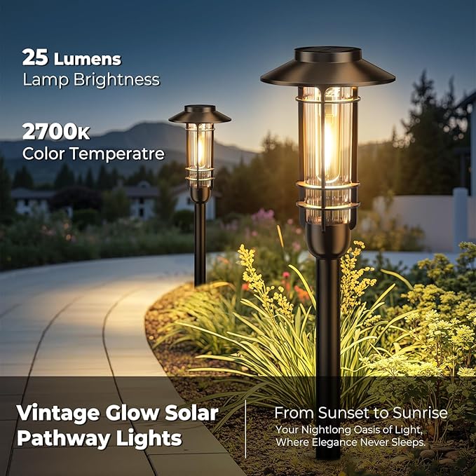 4 Pack Solar Pathway Lights Outdoor, Upgraded Bright Solar Powered Garden Light Outside, Waterproof Outdoor Lighting for Landscape Lawn Patio Yard Path Driveway Walkway Decor, Warm White