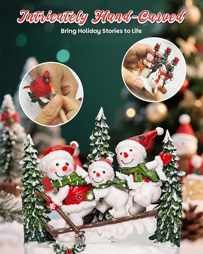 Christmas Snowman Snow Globe Light up Lantern with 8 Songs, 9.84" Christmas Snow Globes for Kids Adults, 6H Timer & Dual Power, Snowglobes Christmas Decorations Indoor for Home, Gifts for Women Men