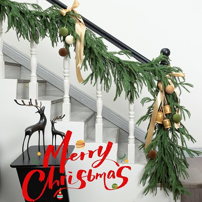 6FT Double Fullness with 88 Tips Norfolk Pine Garland Realistic - 72" Thick Deluxe Faux Christmas Greenery Garland Artificial Green Winter Pine Garlands for Mantle Staircase Table