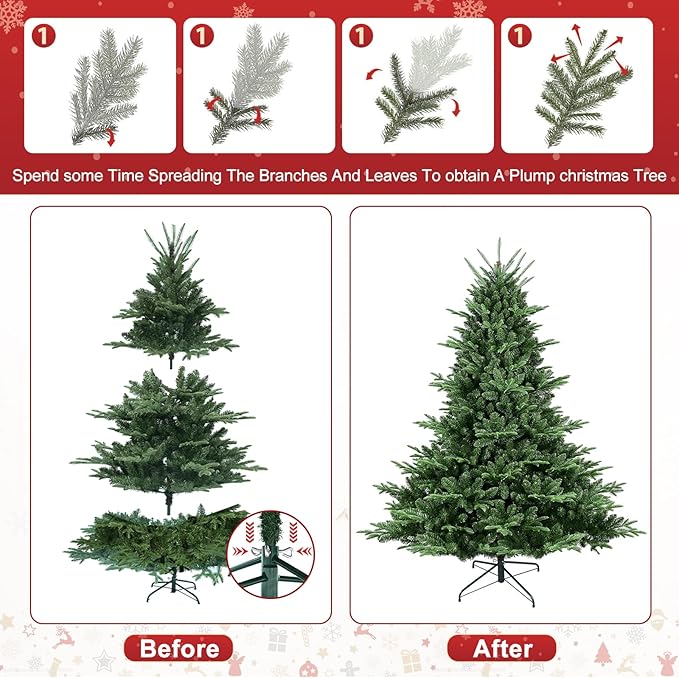 Realistic Artificial Unlit Christmas Tree, Leheyhey 4ft Christmas Tree for Home, Office, Party Decoration, 674 PE&PVC Mixed Branch Tips, Easy Assembly, Metal Hinges & Foldable Base