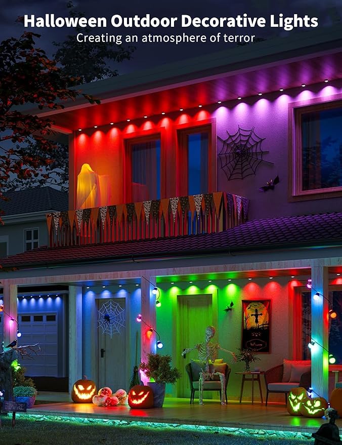 Permanent Christmas Eave Lights, 100ft with 72 RGB LED Lights, IP65 Waterproof, 49 Scene Modes, DIY Mode, Alexa/Google Compatible