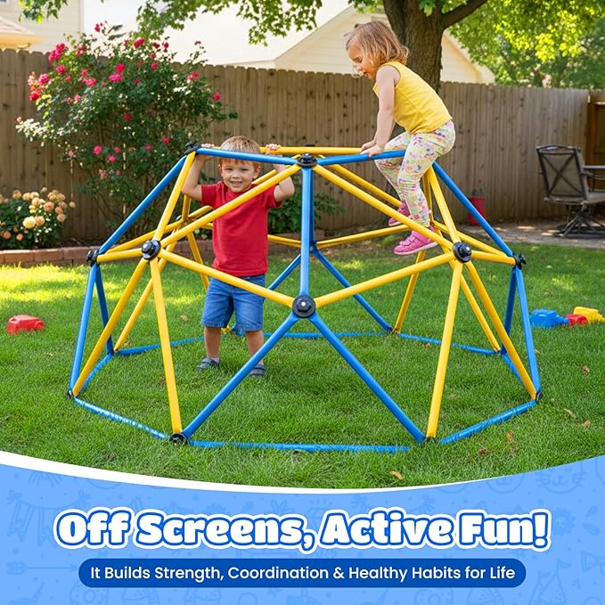 Zupapa Experience Ultimate Fun with The 2025 Upgraded Decagonal Geo Dome Climber - Supports 750LBS and Easy Assembly for Kids (Blue, 6FT)
