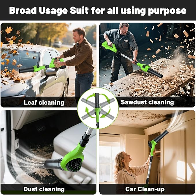 Leaf Blower Cordless, 21V Electric Leaf Blower Cordless with 2 Batteries, Adjustable 300¡Æ Multi-Angle Rotation Nozzle 3 Speed Modes 500CFM/180MPH for Lawn Care, Patio, Dust, Leaves, Yard, Car, Gutter