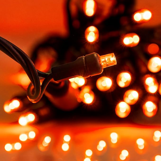 Pro Christmas LED Christmas Lights – 50 Count Wide Angle Conical String Lights – Professional Grade Indoor/Outdoor Commercial Holiday Light Set for Trees, Bushes, & Décor – Amber