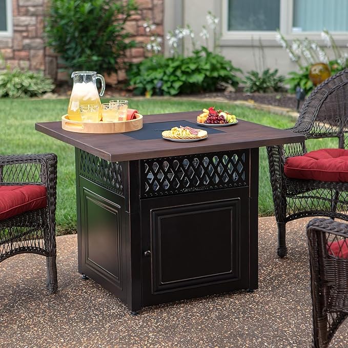 DualHeat by Endless Summer, The Donovan, 38 Square Propane Gas Outdoor Fire Pit Plus Patio Heater