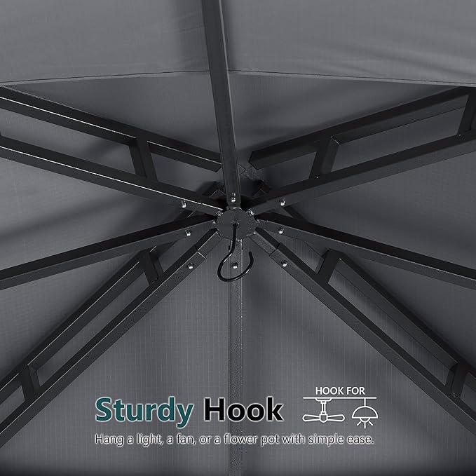 MASTERCANOPY Outdoor Garden Gazebo for Patios with Stable Steel Frame and Netting Walls (10x12,Dark Gray)