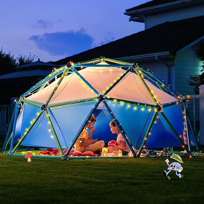Zupapa New Upgraded Outdoor Geometric Dome Climber with 1000LBS Weight Capability,3D Assembly Video,Suitable for 1-6 Kids Climbing Frame (Turquoise, 10FT)