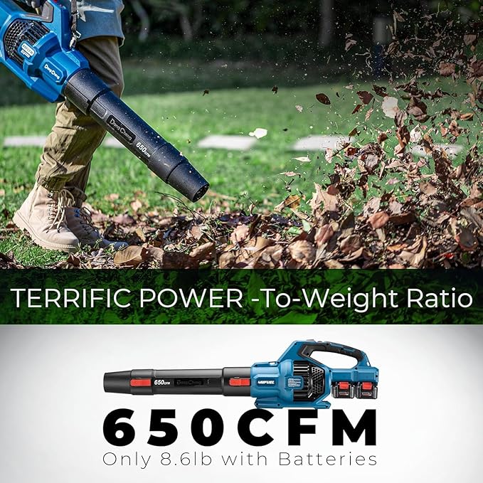 (Battery & Charger Not Included) Dong Cheng 650 CFM Brushless Cordless Leaf Blower, 40V Battery Powered Blower, High-Efficiency Blower for Sidewalks, Driveways, Town Care, Blowing Leaves and Snow
