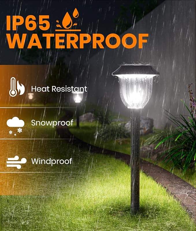 AOSEA LED Solar Lights for Outside,12000K 6 Pack Solar Lights Outdoor IP65 Waterproof,Landscape Lighting,Garden Decorative for Yard,Patio,Landscape,Pathway,Sidewalk,Driveway,Lawn (Cold White)