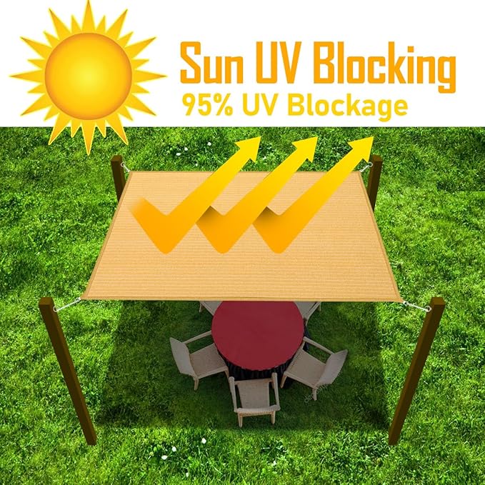 10' x 11' Yellow Sun Shade Sail Straight Edge Canopy Awning Pergola Cover, for Outdoor Patio Lawn Garden Backyard Carport
