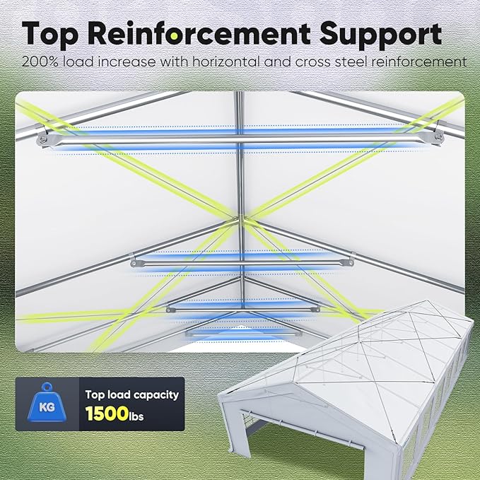 Quictent 20x50 Heavy Duty Party Tent Outdoor Canopy Tent Carport Wedding Event Shelter BBQ Wedding Tents for Parties with Storage Bags(Church)