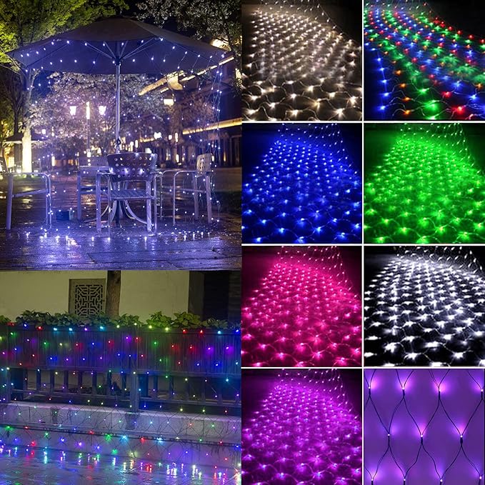 OYCBUZO 300LED White Net Lights, 14.8ft x 5ft Connectable Christmas Outdoor Mesh Lights with 8 Lighting Modes, Waterproof Fairy Lights Plug in for Bushed Xmas Tree Holiday Party Garden Decoration