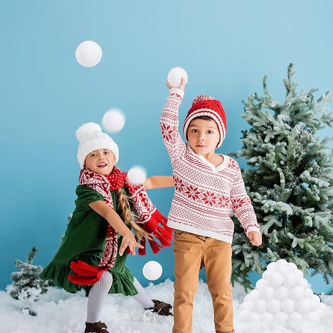 Luces 100 PCS Indoor Snow Balls Fight Set, Artificial Snow Ball, Soft Winter White Balls for Toss Game Outdoor Indoor, DIY Accessories Xmas Tree Decorations