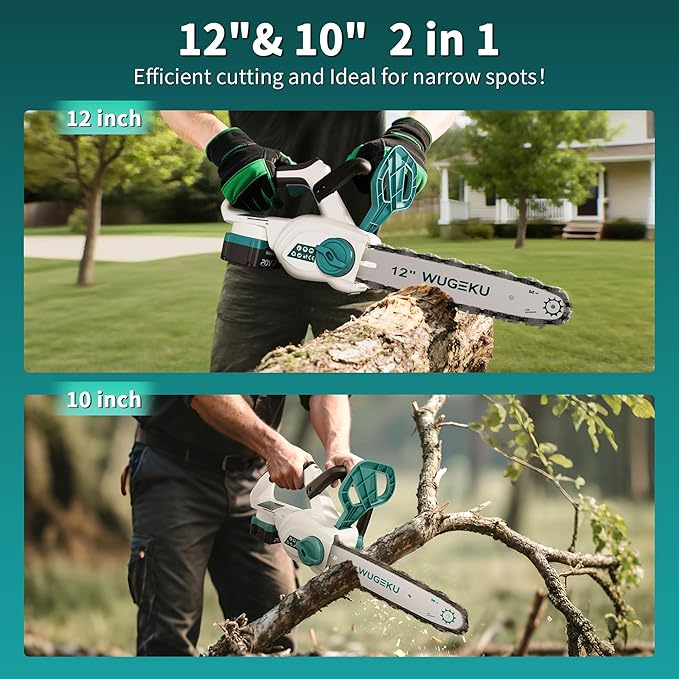 12" & 10" Electric Chainsaw Cordless, Tool Only for Makita Batteries, Brushless Battery Chainsaws - 4 x Chains, Auto Oiler, Tool-Free Chain Tension, Safety Lock(No Battery)
