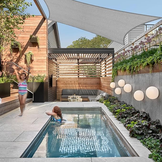 18' x 22' Sun Shade Sail Canopy Awning Permeable Fabric Pergola Cover, for Outdoor Patio Lawn Garden Backyard Carport, Gray