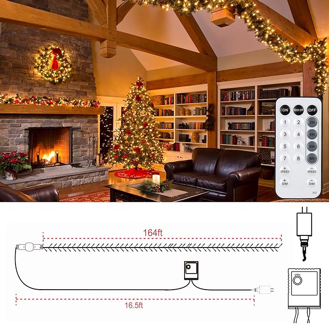 328 FT 1000 LED Christmas Lights, Waterproof Christmas Lights Outdoor with 8 Modes&Timer, Plug in Fairy Light for Xmas Garden Patio Tree Party Holiday Decoration (Warm White