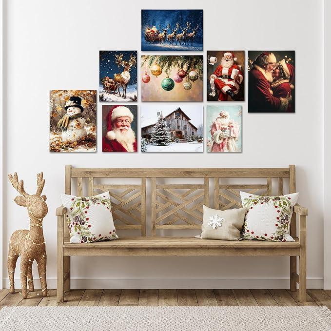Rustic White Barn & Christmas Tree Winter Landscape Canvas Wall Art - Farmhouse Christmas Framed Canvas Prints, Rustic Christmas Wall Decor for Living Room, Cozy Christmas Gifts & Festive Decorations