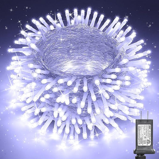 Christmas Lights Cool White, 75 Ft 200 LED Christmas String Lights Connectable, 8 Modes, Timer, Waterproof Fairy Twinkle Lights for Party, Garden, Patio, Home, Wedings, Holiday, Xmas Tree Decorations