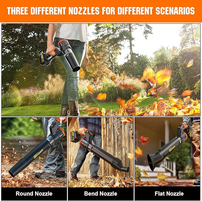 Electric Leaf Blower Cordless -850CFM, 250+MPH, 3000W Brushless Leaf Blower with 2¡¿6.0Ah Batteries, 180¡Æ Rotatable 2-in-1 Handheld Blower, 3-Speed for Lawn Care/Yard/Car/Patio