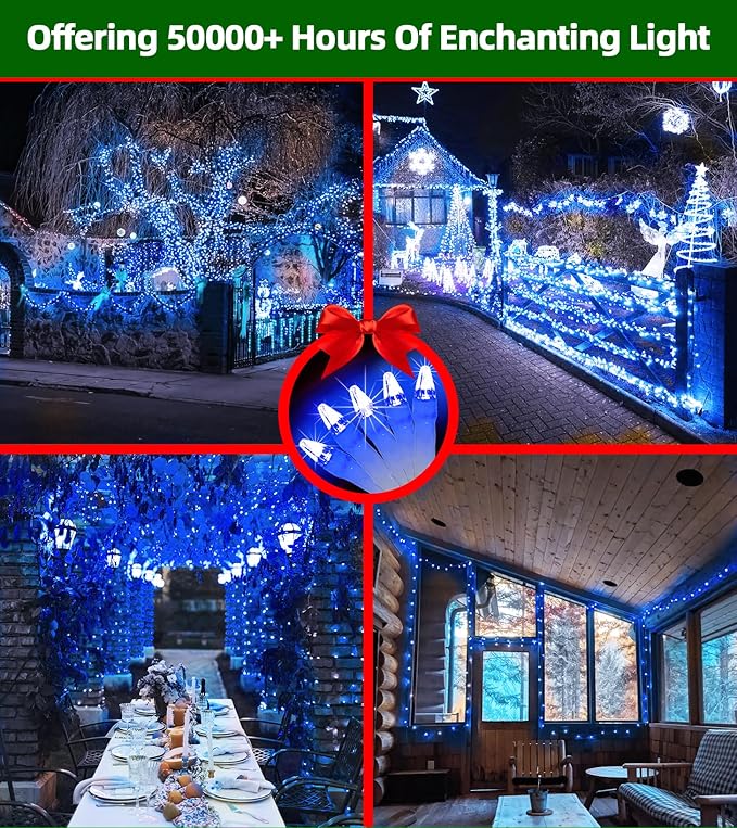750 LED Chrstmas Lights, 240ft Outdoor Christmas String Lights with 12 Modes, Blue LED String Lights with Timer Dimmable Waterproof for Outside Tree Fence Garden Xmas Wedding Party Decor Blue