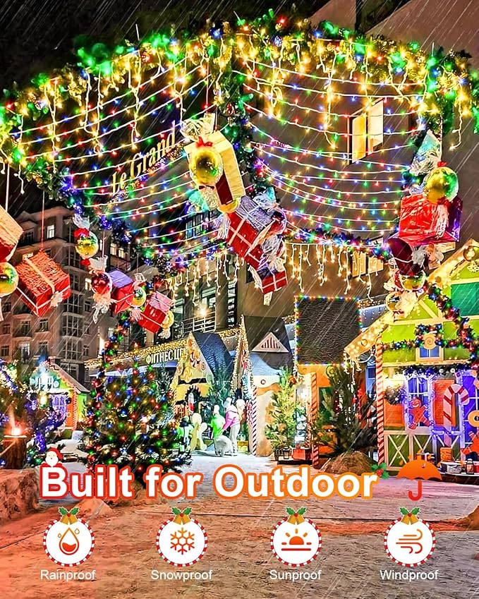 Multicolor Christmas Lights 552FT 1400LED, Extra Long Outdoor String Lights Waterproof, Timer & Memory, 8 Modes Dimmable Plug in Fairy for Outside Tree Wedding Patry