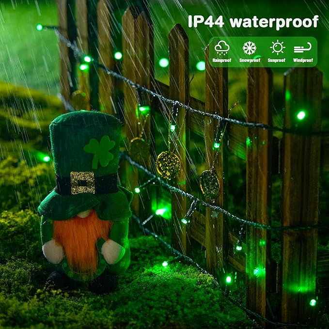 JMEXSUSS 200 LED Christmas Lights Outdoor, 66ft Connectable Green String Lights Plug in, 8 Modes Waterproof Green Christmas Lights for Outside Indoor Yard St Patrick's Day Tree Halloween Xmas Decor