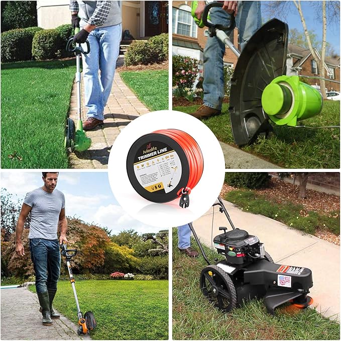 A ANLEOLIFE 3-Pound Commercial Square .155-Inch-by-280-ft String Trimmer Line in Spool,with Built-in Line Cutter, Orange