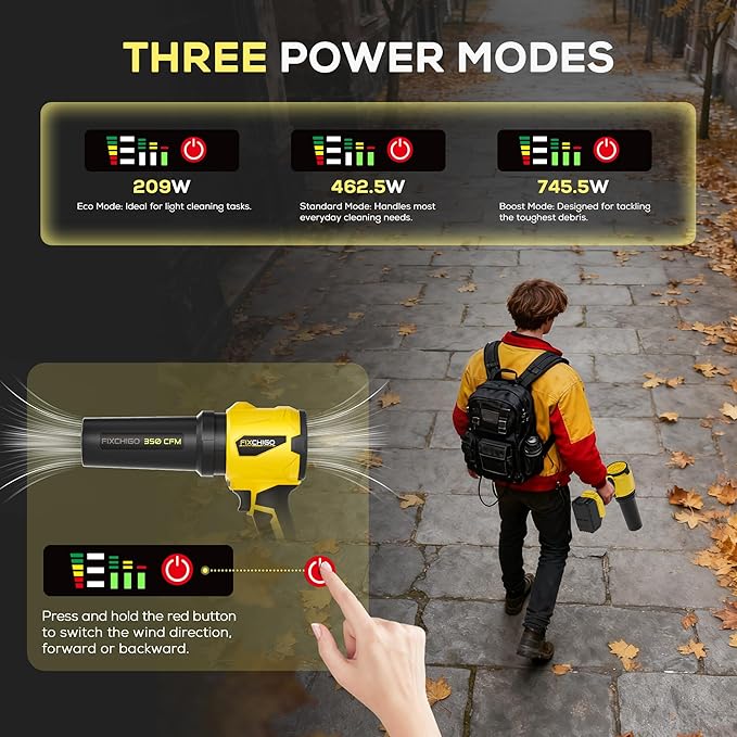 Cordless Leaf Blower, Brushless Dust Cleaner with 1 x 4.0Ah Batteries,3 Speed Modes,Handheld Leaf Blower for Lawn, Garage, Snow, Patio(Yellow)