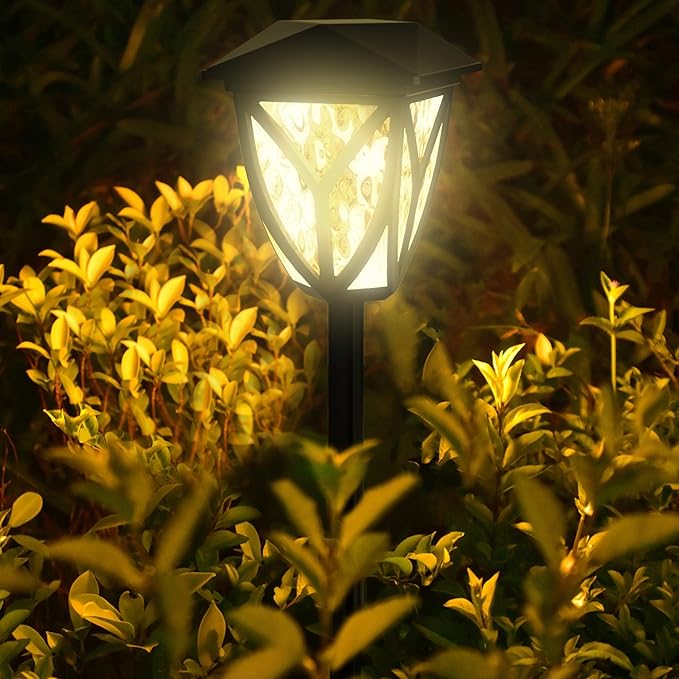 Ensenior 6-Pack Solar Lights Outdoor, 16.77" 3000K LED Solar Garden Lights for Pathway, Yard, Patio, Walkway, Planter, Waterproof, Energy-Efficient Landscape Lighting