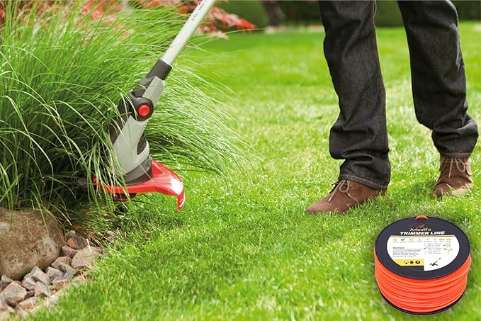 A ANLEOLIFE 3-Pound Commercial Square .095-Inch-by-780-ft String Trimmer Line in Spool, with Built-in Line Cutter, Orange