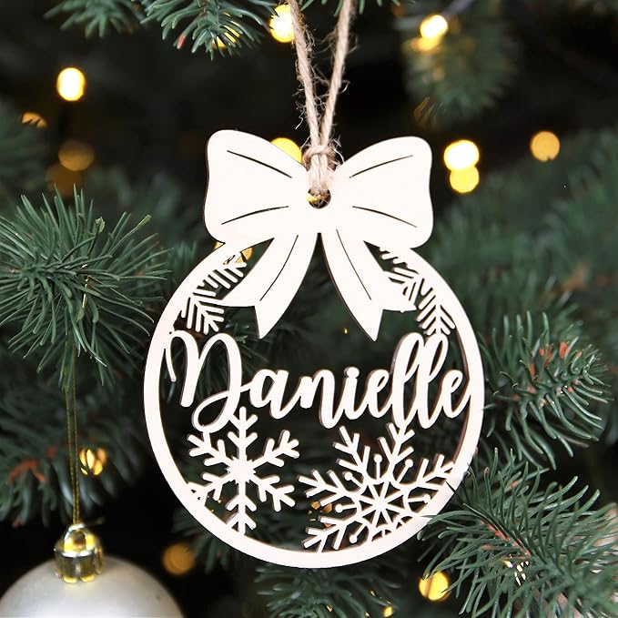 Wooden Personalized Christmas Ornaments with Name Family Christmas Ornaments for Kids Christmas Ball Ornaments Christmas Tree Ornaments Christmas Balls Custom Ornament with Name