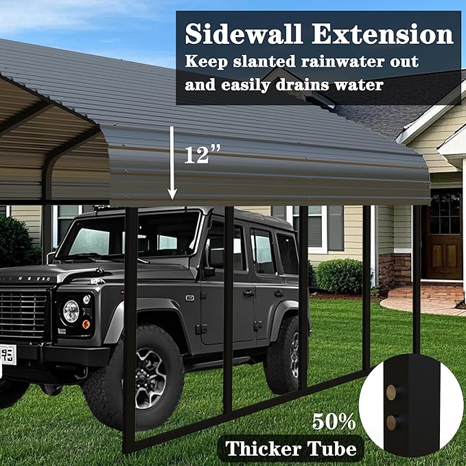 Heavy Duty Metal Carport 20x20 ft Galvanized Steel Frame RV Carport Storage All Weather Shelter Easy Assembly for 2 Car Extra Large Canopy for Dual Vehicle Boat Protection Garage (20x20 FT)