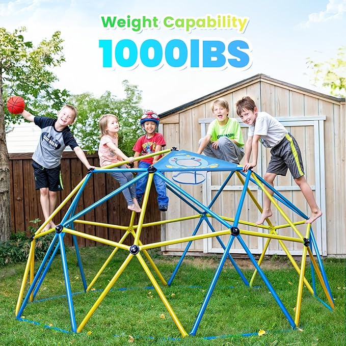 Zupapa Experience Ultimate Fun with The 2025 Upgraded Decagonal Geo Dome Climber - Supports 1000LBS Outdoor Playset and Easy Assembly Play Equipment for Kids (Blue, 9FT)