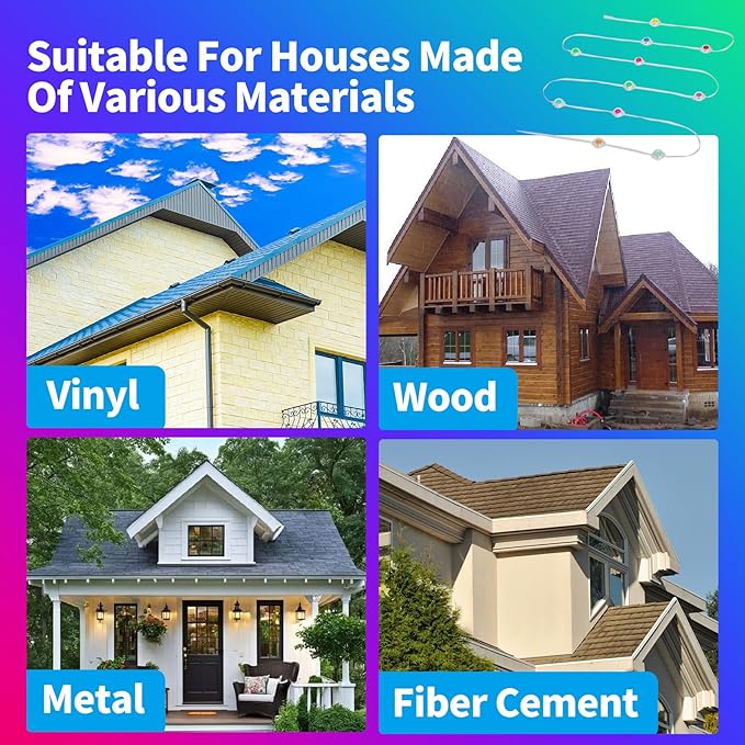 Vanesa 200ft Permanent Outdoor Lights, IP67 Waterproof with App & Remote Control, Outdoor Permanent Lights for House Fit for Christmas/Halloween/Party/Daily Decoration, House Roof