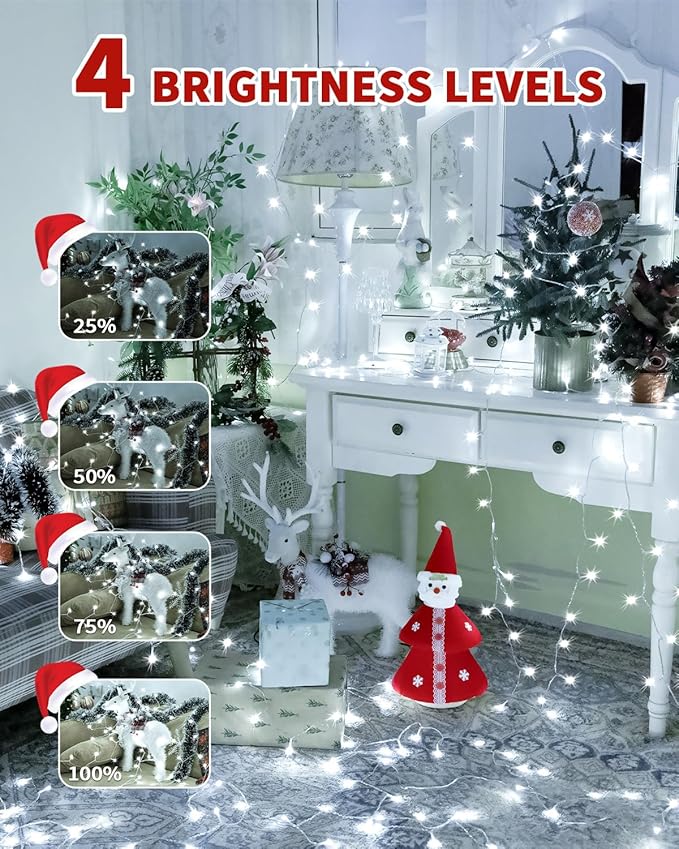 Christmas Lights String Outdoor Indoor, 1200 LED 403FT Cold White Xmas Tree Decorations Lights, Plug in Twinkle Fairy Light with Remote Timer Dimmable for Room Yard Holiday Party Wedding Camping Decor
